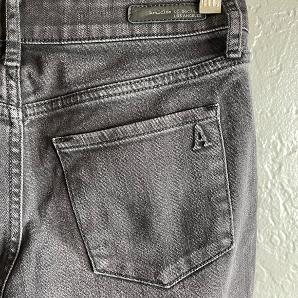 Articles of society blackish gray denim flare split crop jeans size 23 - Picture 5 of 7